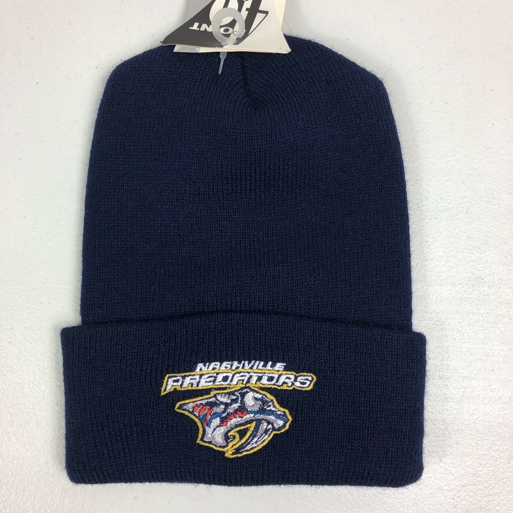 Vintage Nashville Predators NHL Embroidered Beanie Knit Hat Hockey Blue Made US
